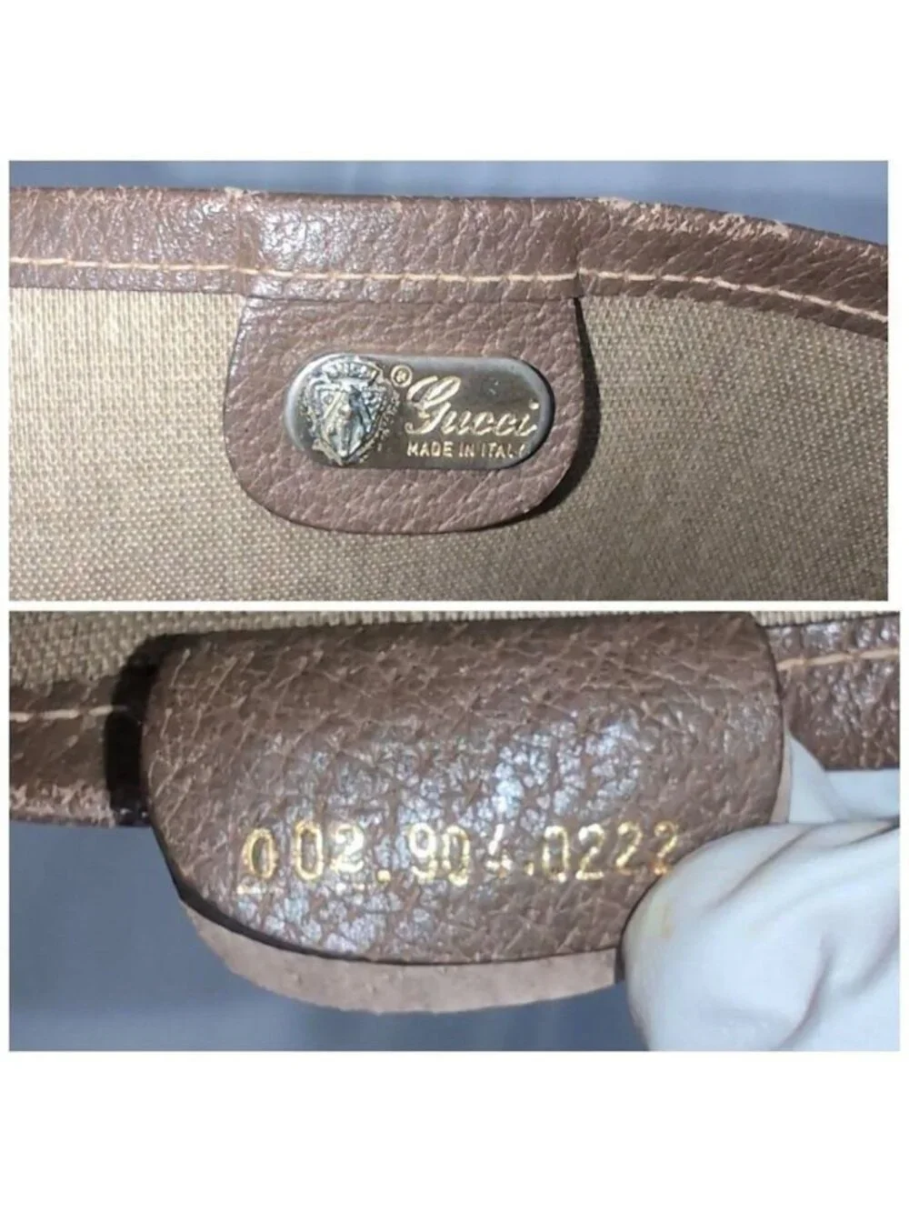 Gucci GG Supreme Sherry Line Leather Brown Tote Bag Vintage